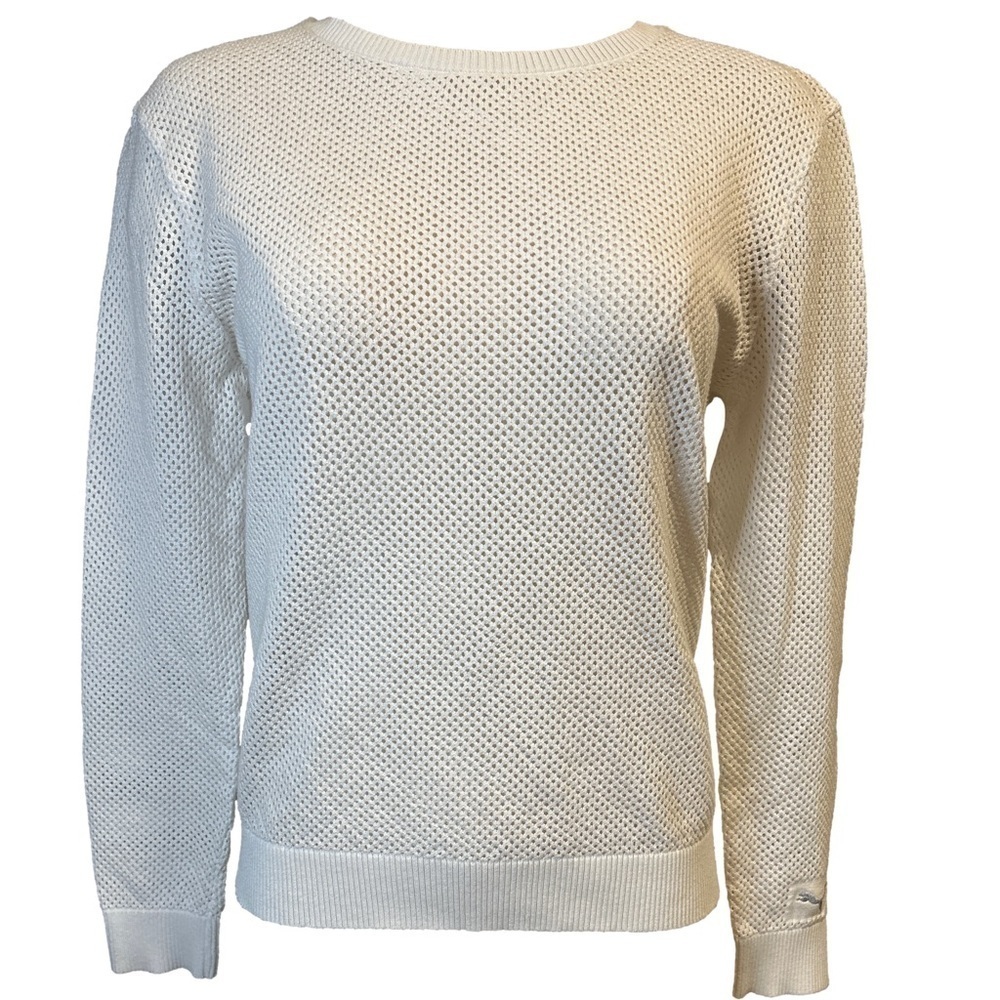 Puma Women's White Crewneck Mesh Sweater